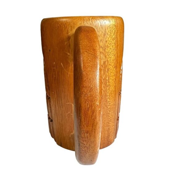 Vintage Hawaiian Wooden Tiki Mug Souvenir From Waikiki By Aloha Treasures - Picture 4 of 11